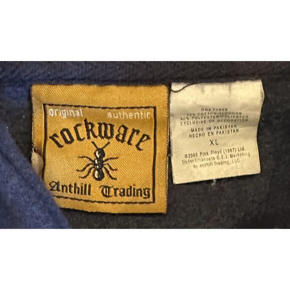 Vintage Rockware Anthill Trading Licensed Pink Floyd Hoodie Jacket Men's XL Navy - Picture 4 of 7